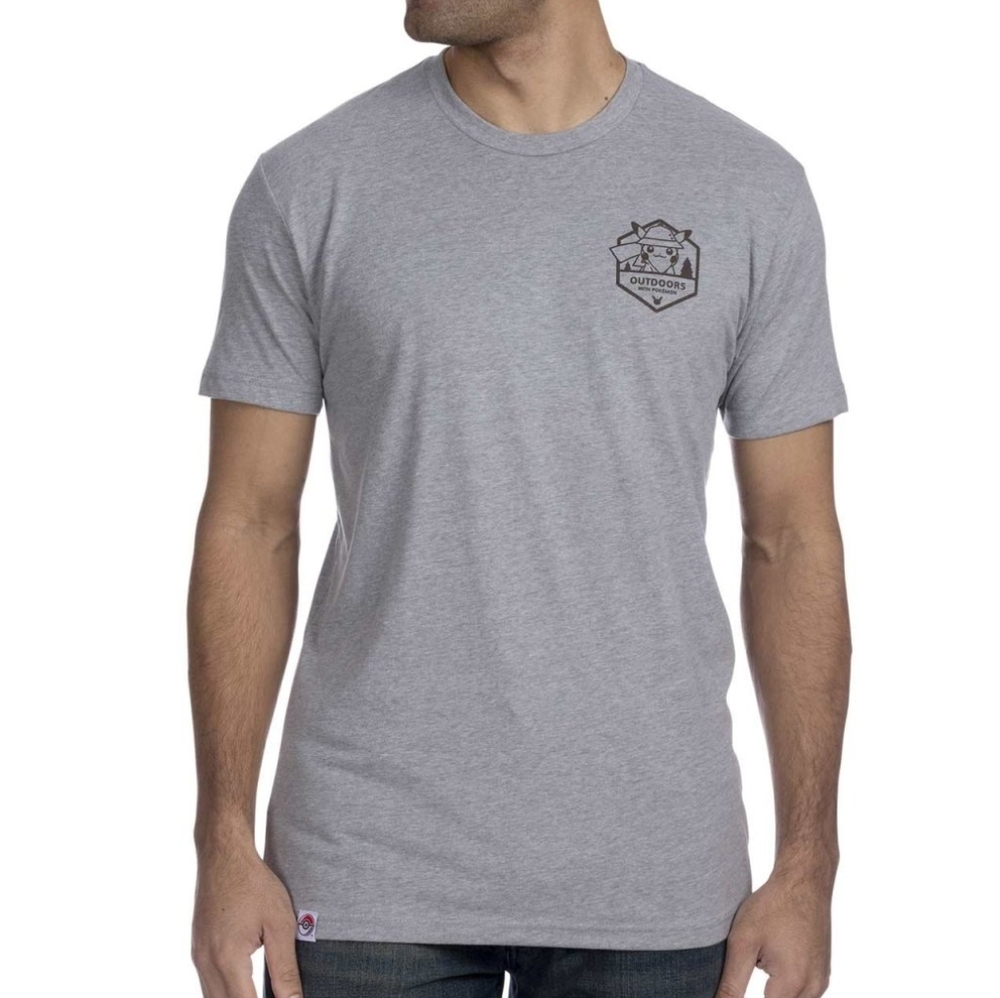 Outdoors with Pokémon Heather Gray Crew Neck T-Shirt - Men medium